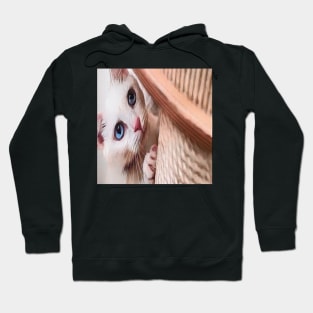 CAT WHITE EYE SKY BLUE Hoodie